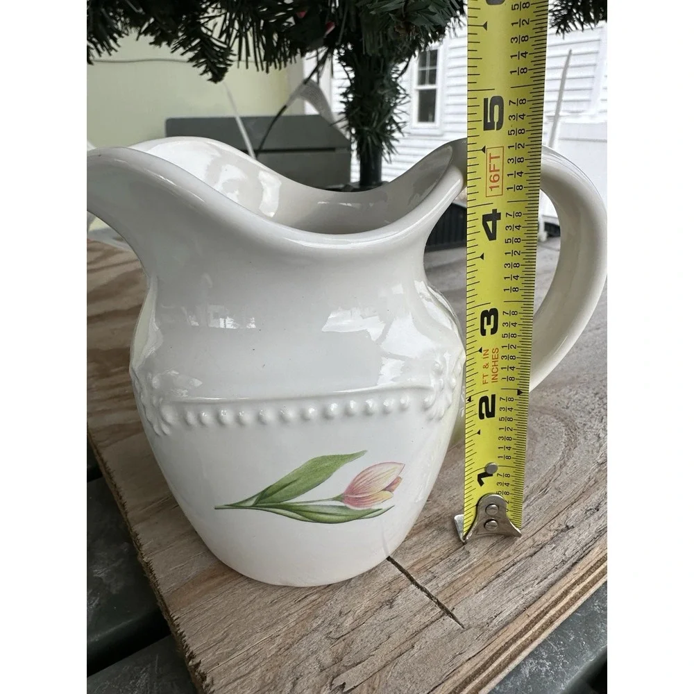 PFALTZGRAFF Laralynn Stoneware Collection 12oz Creamer White With‎ Flower Design
